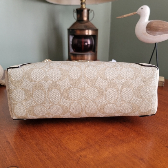 NWT Coach C7261 Kacey Satchel Colorblock Signature Canvas Ivory Pebbled Leather - Picture 9 of 16